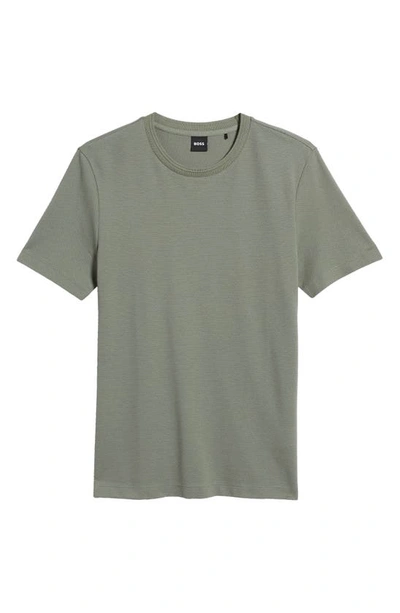 Hugo Boss Tiburt Regular Fit Textured Short Sleeve Tee In Open Green