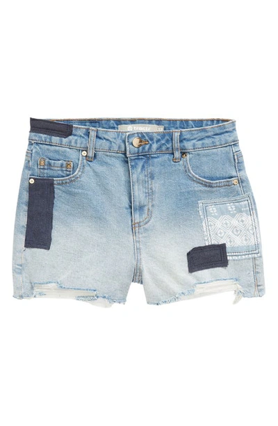 Shop Tractr Kids' Patch Denim Shorts In Indigo