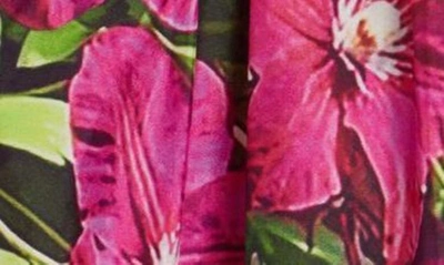 Shop Dries Van Noten Herada Mixed Floral Shirred Silk & Cotton Top In Fuchsia 304