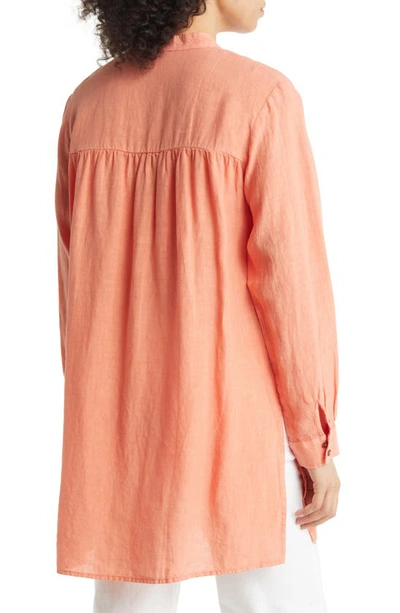 Eileen Fisher Button-down Handkerchief Linen Shirt In Guava