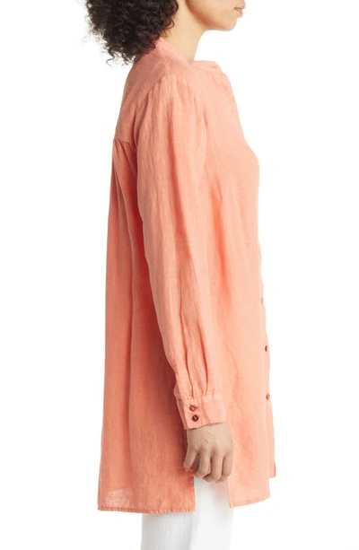 Eileen Fisher Button-down Handkerchief Linen Shirt In Guava