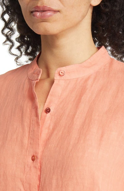 Eileen Fisher Button-down Handkerchief Linen Shirt In Guava