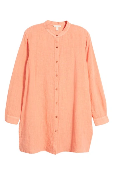 Eileen Fisher Button-down Handkerchief Linen Shirt In Guava