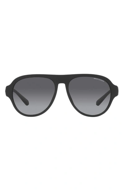 Shop Armani Exchange 58mm Gradient Polarized Pilot Sunglasses In Matte Black