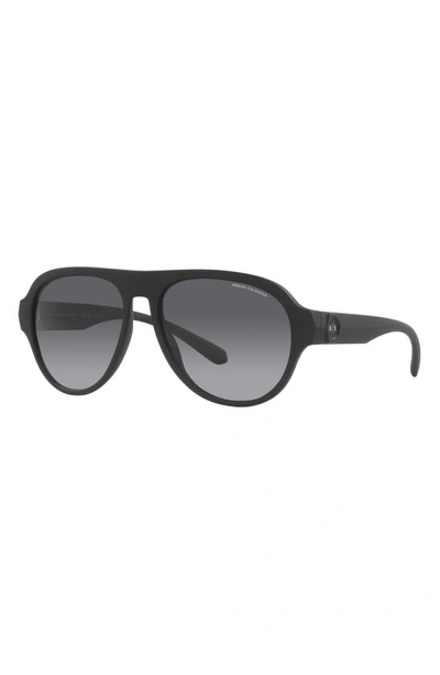 Shop Armani Exchange 58mm Gradient Polarized Pilot Sunglasses In Matte Black