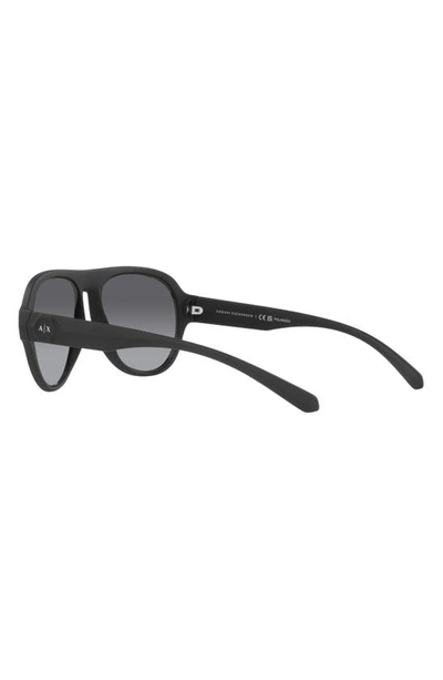 Shop Armani Exchange 58mm Gradient Polarized Pilot Sunglasses In Matte Black