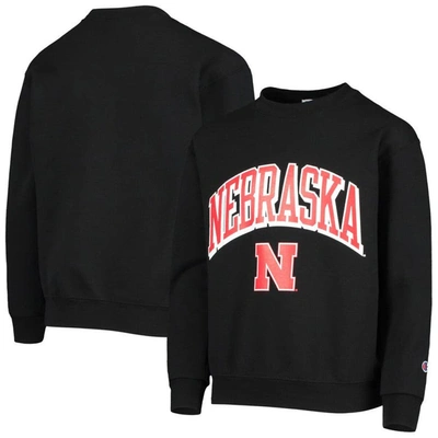 Shop Champion Youth  Black Nebraska Huskers Powerblend Fleece Sweatshirt