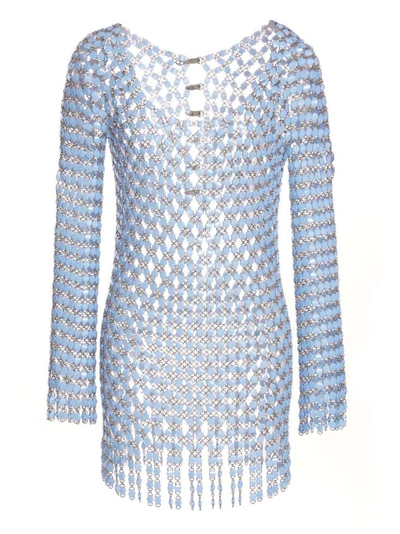 Shop Rabanne Acrylic Knit Dress In Light Blue