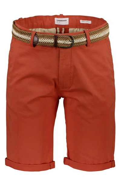 Shop Lindbergh Superflex Chino Shorts In Faded Red