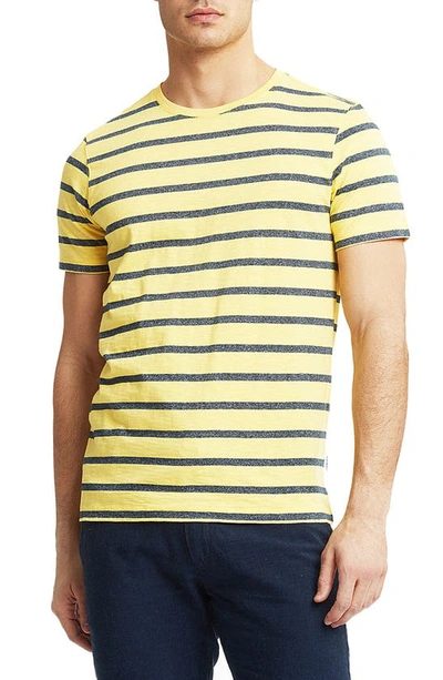 Shop Lindbergh Striped Slub Short Sleeve T-shirt In Bright Yellolw