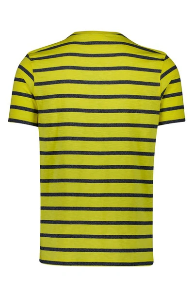 Shop Lindbergh Striped Slub Short Sleeve T-shirt In Bright Yellolw