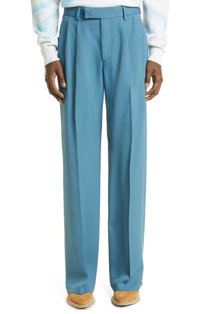 Shop Amiri Double Pleated Twill Pants In Bluefin