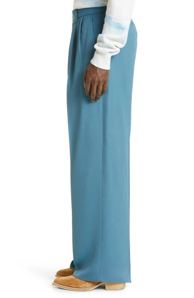 Shop Amiri Double Pleated Twill Pants In Bluefin