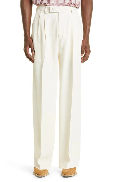 Shop Amiri Double Pleated Twill Pants In White