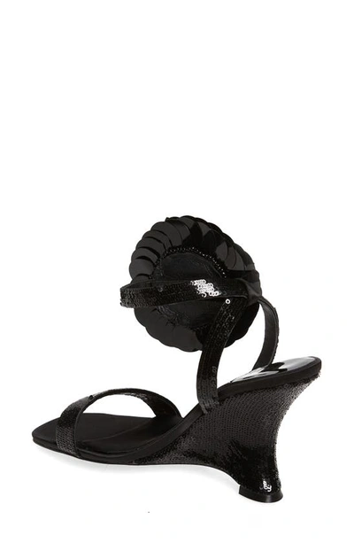 Jeffrey Campbell Floraline Sequin Wedge Sandal In Black Sequins