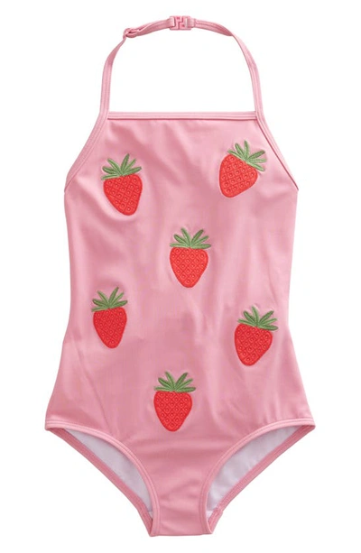 Shop Mini Boden Kids' Pineapple Appliqué One-piece Swimsuit In Pink Lemonade