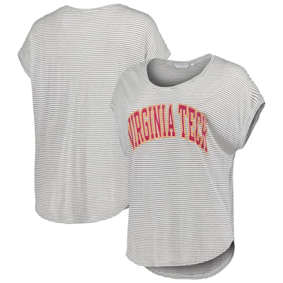 Shop Camp David White/charcoal Virginia Tech Hokies Day Trip Striped Scoop Neck T-shirt