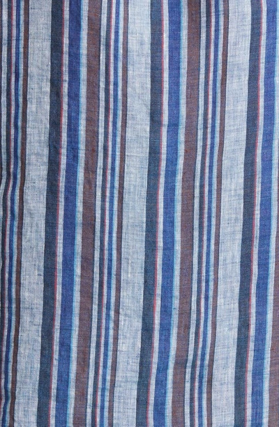 Shop Corridor Amalfi Stripe Short Sleeve Linen Button-up Shirt In Blue