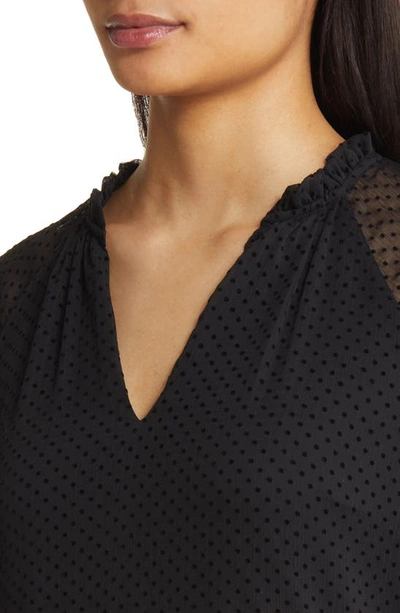 Shop Halogen Swiss Dot Long Sleeve Minidress In Pitch Black