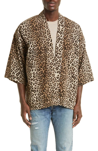Visvim Happy Leopard-print Cotton-blend Corduroy Kimono Jacket In