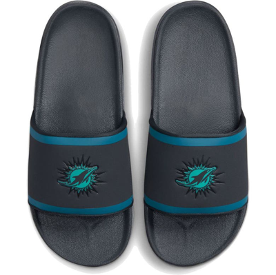 Shop Nike Miami Dolphins Off-court Wordmark Slide Sandals In Gray