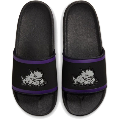 Shop Nike Tcu Horned Frogs Off-court Wordmark Slide Sandals In Black
