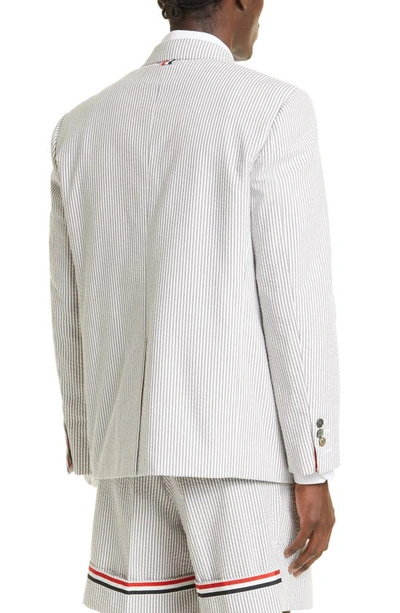 Shop Thom Browne Stripe Cotton Seersucker Sport Coat In Medium Grey