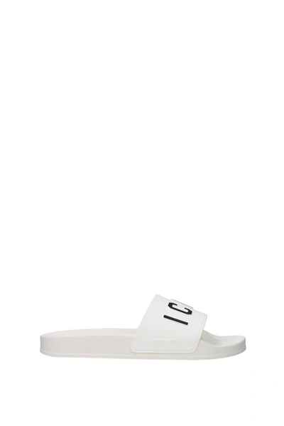 Shop Dsquared2 Slippers And Clogs Icon Rubber White Optic White