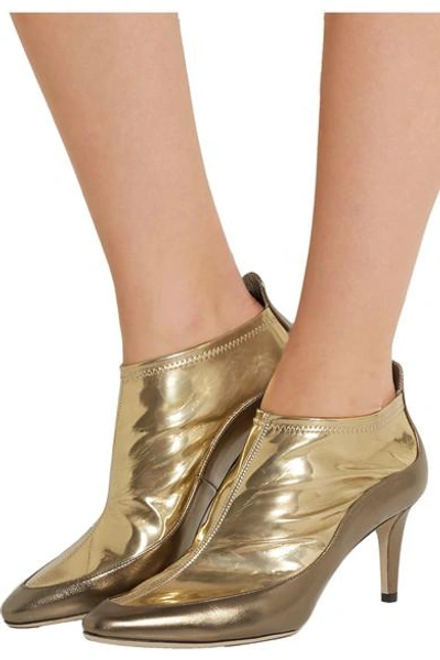 Shop Jimmy Choo Dierdre Two-tone Metallic Pvc And Textured-leather Ankle Boots
