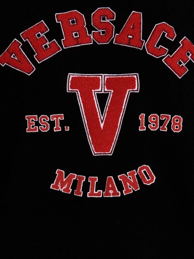 Shop Versace Logo Embroidery Hoodie
