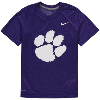 Shop Nike Youth  Clemson Tigers Purple Logo Legend Performance T-shirt