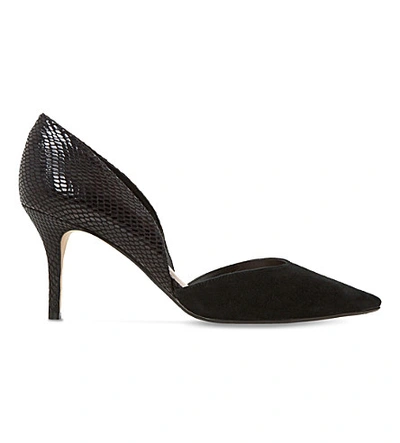 Dune Cindey Suede D'orsay Court Shoes In Black-reptile