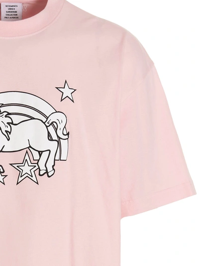 Shop Vetements T-shirt 'magic Unicorns' In Pink