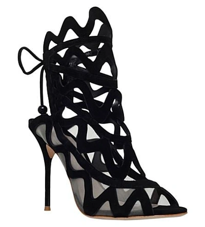 Shop Sophia Webster Mila Suede Heeled Sandals In Black