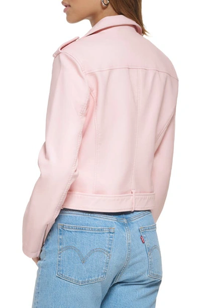 Shop Levi's® Faux Leather Fashion Belted Moto Jacket In Rose Quartz