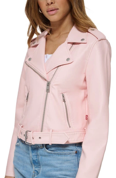 Shop Levi's® Faux Leather Fashion Belted Moto Jacket In Rose Quartz