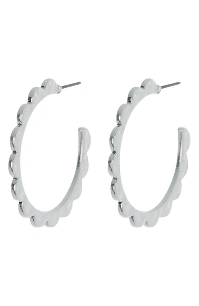 Shop Madewell Scalloped Medium Hoop Earrings In Light Silver Ox