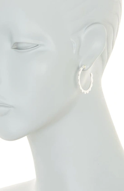 Shop Madewell Scalloped Medium Hoop Earrings In Light Silver Ox