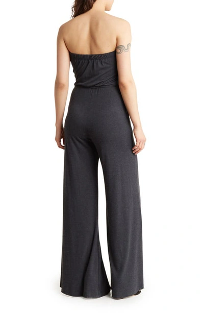 Go Couture Strapless Tube Jumpsuit In Charcoal