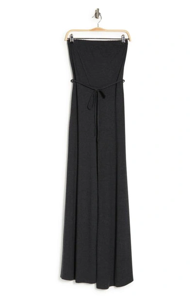Go Couture Strapless Tube Jumpsuit In Charcoal