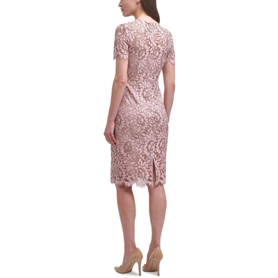 Shop Eliza J Womens Lace Overlay Knee Length Sheath Dress In Pink