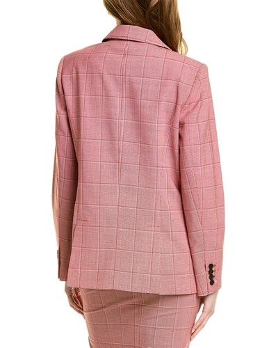 Shop Pink Tartan Tailored Patch Pocket Wool-blend Blazer In Red