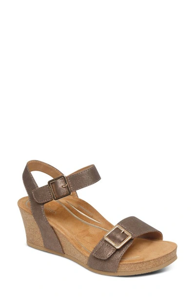 Shop Aetrex Lexa Wedge Sandal In Bronze