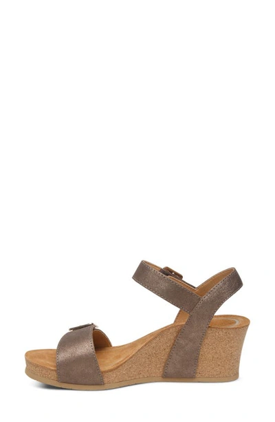 Shop Aetrex Lexa Wedge Sandal In Bronze