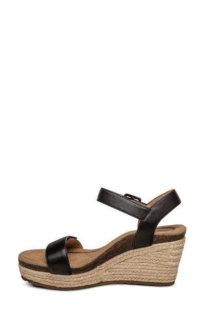 Shop Aetrex Sydney Wedge Espadrille Sandal In Black