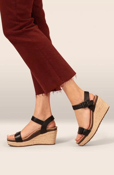 Shop Aetrex Sydney Wedge Espadrille Sandal In Black