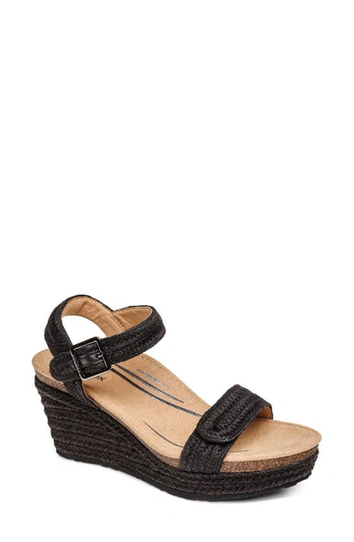 Shop Aetrex Sydney Wedge Espadrille Sandal In All Black