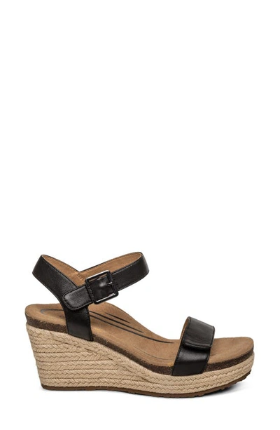 Shop Aetrex Sydney Wedge Espadrille Sandal In Black