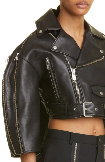 Undercover Open Back Tie Leather Jacket In Black