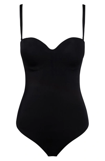 Shop Wolford Mat De Luxe Shaping Thong Bodysuit In Black